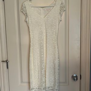 Off white lace dress with v neck